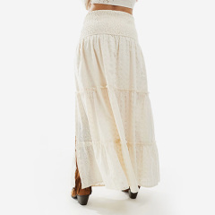 Custom New Broderie Tiered Maxi Skirt In Cream