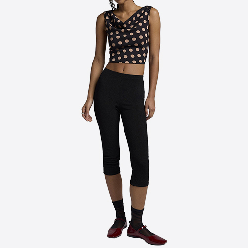 Custom New Polka Dot Printed Cowl Neck Cow Neck Tank Top