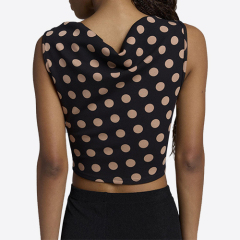Custom New Polka Dot Printed Cowl Neck Cow Neck Tank Top