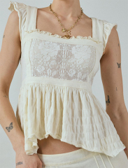 Custom 2025 Summer Olive Bow Tie-Back Babydoll Blouse