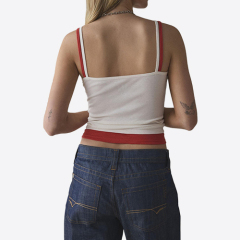 Women Double Spaghetti Strap Camisoles Two-Pieces Sleeveless Backless Tank Tops Summer Vests Tops