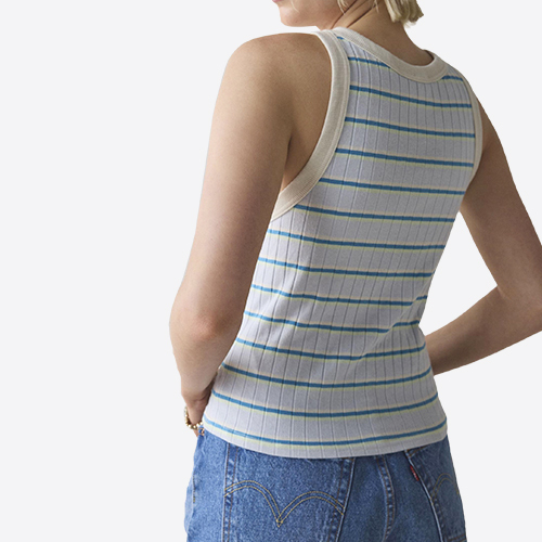 Custom Summer Striped Ribbed Knit Cropped Tank Top