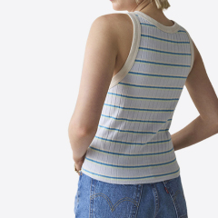 Custom Summer Striped Ribbed Knit Cropped Tank Top