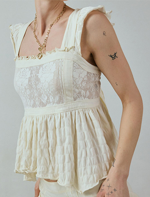 Custom 2025 Summer Olive Bow Tie-Back Babydoll Blouse