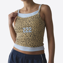 Women Double Spaghetti Strap Camisoles Two-Pieces Sleeveless Backless Tank Tops Summer Vests Tops