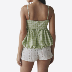 Custom Girl Gingham Bubble Hem Peplum Tank Top