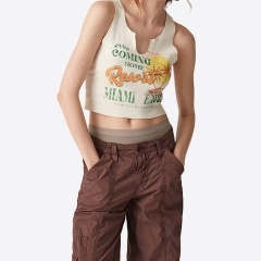 Wholesale Holiday Style Coconut Tree Printed Short Women's Y2K Vest