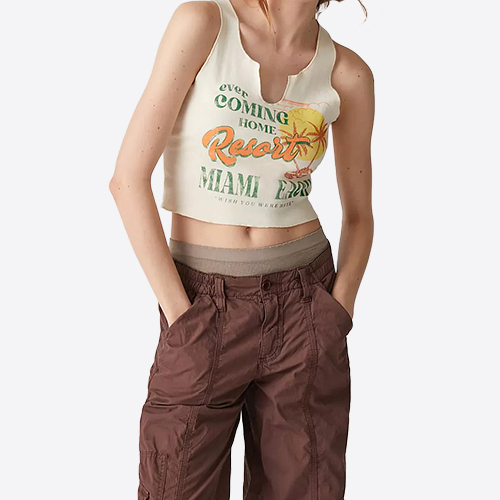 Wholesale Holiday Style Coconut Tree Printed Short Women's Y2K Vest