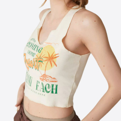 Wholesale Holiday Style Coconut Tree Printed Short Women's Y2K Vest