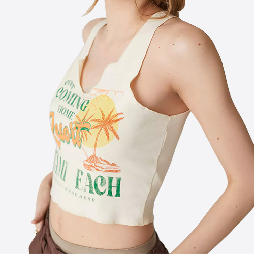 Wholesale Holiday Style Coconut Tree Printed Short Women's Y2K Vest