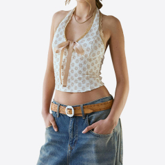 New V Collar Lace Halter Spaghetti Straps Sexy Women Sleeveless Backless Vest