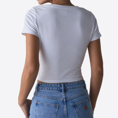 True Religion Women's Short Sleeve Horseshoe Slim V-Neck T-Shirt