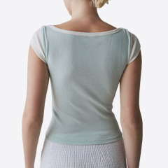 Custom Blue Ice Cream Graphic Boatneck Baby Tee