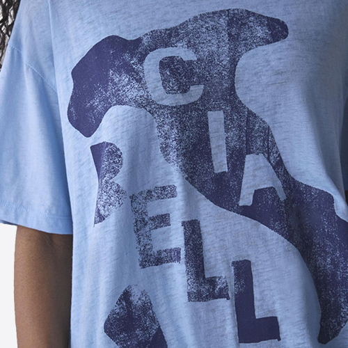 Women's Italian Patterned Burnout T-Shirt Blue