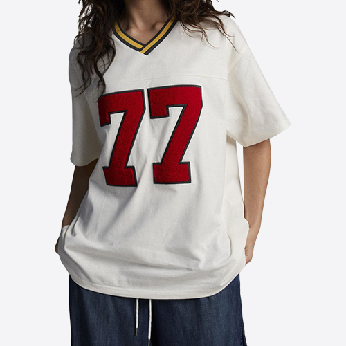 Custom 2025 New Women's Oversized V-Neck Jersey Tee
