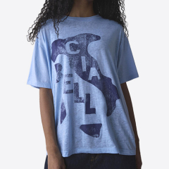 Women's Italian Patterned Burnout T-Shirt Blue