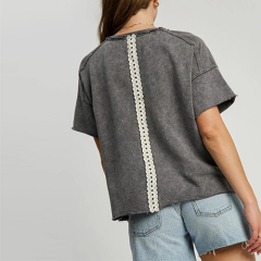 Custom Mineral Washed French Terry Peace Appliqued T-Shirt