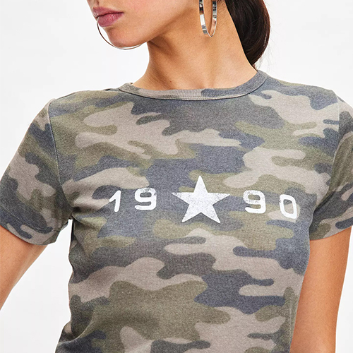 Custom Camouflage Women Tshirt Digital Print Graphic Tee 100% Organic Cotton Slim Fit Camo T Shirts