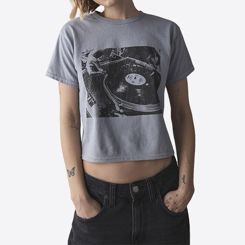 Custom Vinyl Record Pop Art Graphic Slim Tee