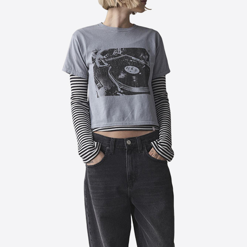 Custom Vinyl Record Pop Art Graphic Slim Tee