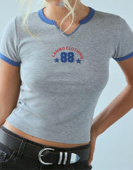 Custom 2025 New Applique Graphic Notched Tee