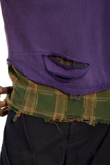 Custom Men's Purple Distressed Fake Two-Piece Sweatshirt - LANWO Embroidered Streetwear Top