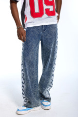 Custom high-quality men's genuine brand mid-rise jeans