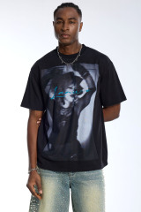 Custom Men's Black Abstract Figure Graphic T-Shirt - LANWO Signature Streetwear Tee