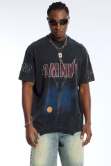 Custom Men's Black Eiffel Tower Graphic T-Shirt - LANWO Distressed Streetwear Tee