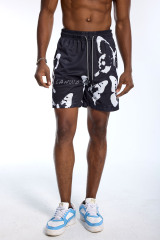 Custom Men's Black Mesh Butterfly Print Shorts - LANWO Script Streetwear Shorts
