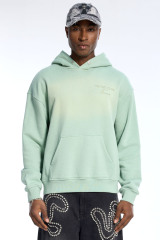 Custom Oversized Mint Gradient Hoodie - Minimalist Embroidery & Snap Button Detail High Street Sweatshirt