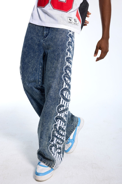 Custom high-quality men's genuine brand mid-rise jeans