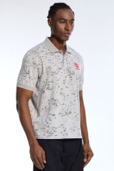 Custom Men's Light Grey Splatter Print Polo Shirt - LANWO Embroidered Streetwear Top