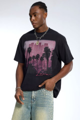 Custom Men's Black LA Palm Tree Graphic T-Shirt - LANWO Signature Streetwear Tee