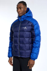 Custom Men's Two-Tone Blue Puffer Jacket Hooded Quilted Winter Coat