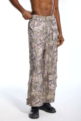 Custom Vintage Camo Cargo Pants - Tree Camo Print & Drawstring Waist Casual Pants