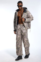 Custom Streetwear Camo 2 Piece Set - Hooded Puffer Jacket & Wide Leg Cargo Pants