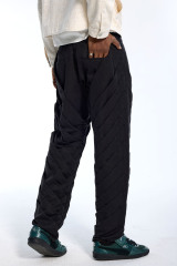 Custom Men's Black Diagonal Pleated Wide Leg Pants - Streetwear Twisted Trousers