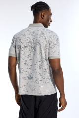 Custom Men's Light Grey Splatter Print Polo Shirt - LANWO Embroidered Streetwear Top