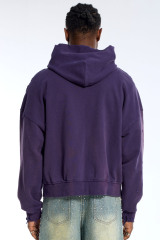 Custom Men's Purple Distressed Zip-Up Hoodie - Oversized Paint Splatter Streetwear Jacket