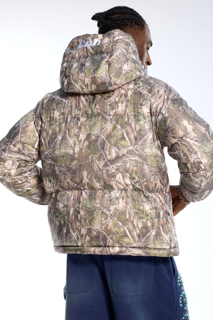 Custom Oversized Camouflage Puffer Jacket - Tree Branch Print Patch High Street Outerwear