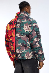 Custom Oversized Split Camo Puffer Jacket - Green & Red Camo High Street Outerwear