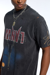 Custom Men's Black Eiffel Tower Graphic T-Shirt - LANWO Distressed Streetwear Tee