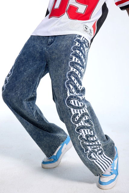 Custom high-quality men's genuine brand mid-rise jeans