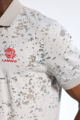 Custom Men's Light Grey Splatter Print Polo Shirt - LANWO Embroidered Streetwear Top