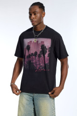Custom Men's Black LA Palm Tree Graphic T-Shirt - LANWO Signature Streetwear Tee