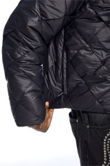 Custom Oversized Black Diamond Quilt Puffer Jacket - High Street Cropped Puffer Coat