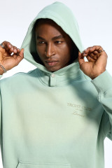 Custom Oversized Mint Gradient Hoodie - Minimalist Embroidery & Snap Button Detail High Street Sweatshirt
