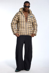 Custom Oversized Plaid Puffer Jacket - Beige & Black Check High Street Puffer Coat