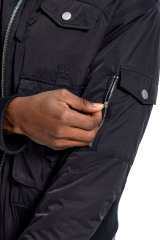 Custom Oversized Black Bomber Jacket - Cargo Pocket & Buckle Detail High Street Coat